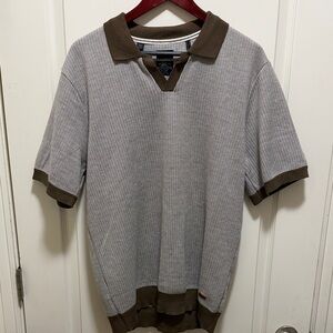 Buffalo David Bitton Striped Brown and Gray Polo